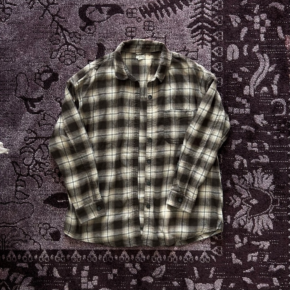 Garage oversized brown flannel